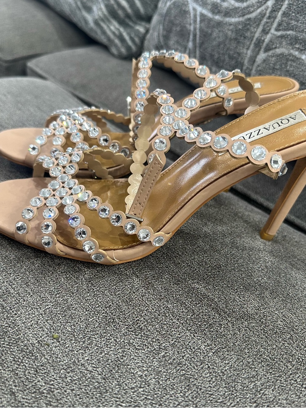 Aquazzura Tequila Crystal Embellished Sandal Heels